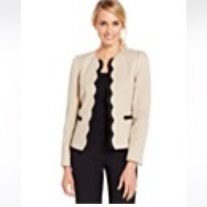 Tahari Blazer Petite Open-Front Scallop-Trim Jacket